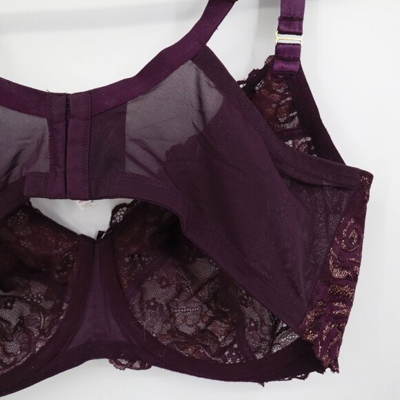 Cacique Lace Bra Womens 44DDD Purple Romantic Boudoir Lingerie Delicate Feminine - Picture 5 of 15